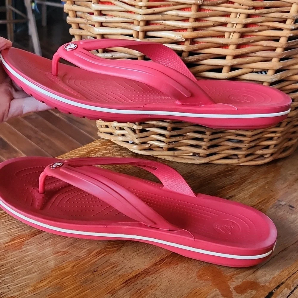Crocs Crocband Mens Flip‎ Flops Red Shoes Size 12